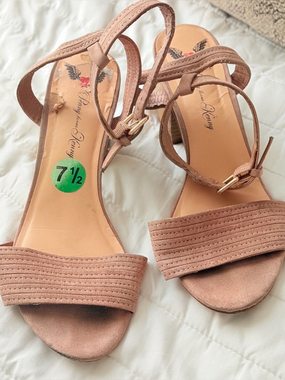 Penny Loves Kenny Tan Suede Block Heel Sandals - Picture 3 of 5
